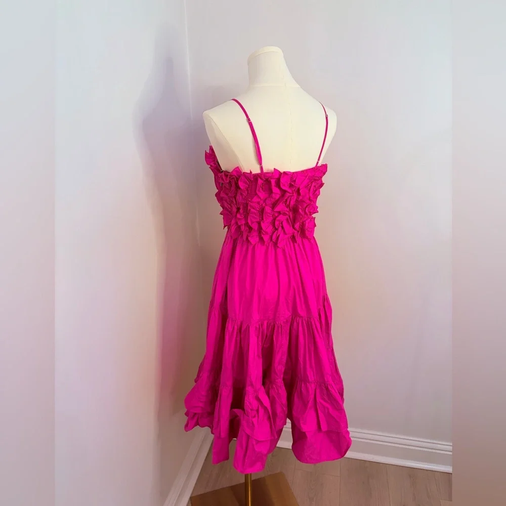 MSGM Fuchsia Ruffled Tiered Midi Dress Size 38 (XS) - Picture 7 of 12